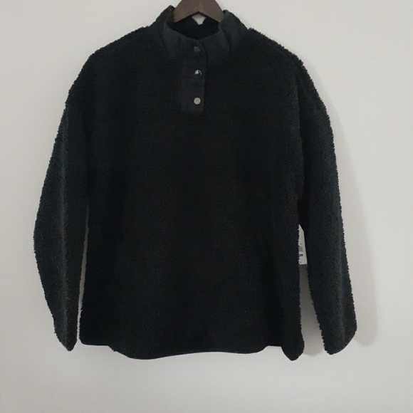 Time and Tru Women's Quarter Snap Faux Sherpa Jacket - Picture 1 of 4